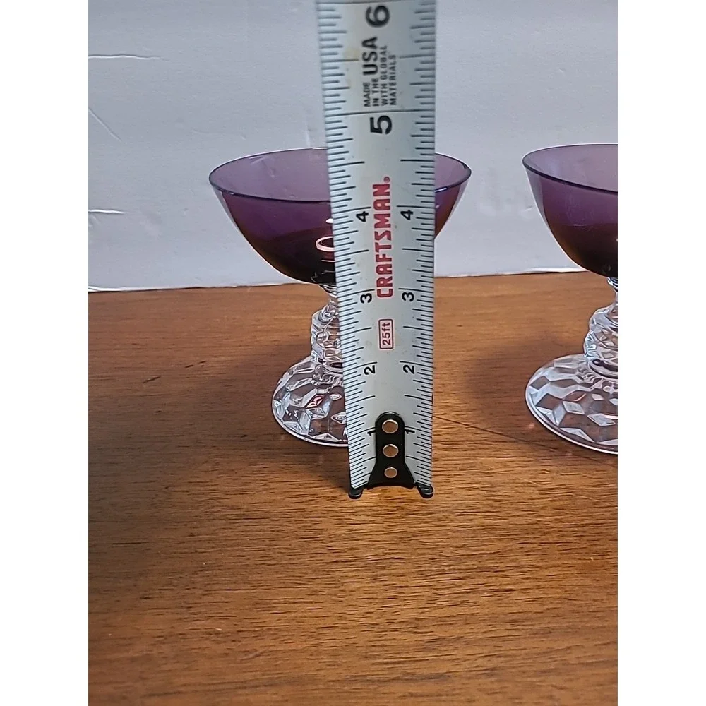 2 Fostoria AMERICAN LADY AMETHYST PURPLE Champagne Coupe Cocktail Glass Goblet